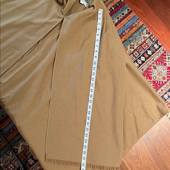Vintage wool cape cocoon tan/light brown oversized scarf shawl poncho wrap cloak - Picture 9 of 14